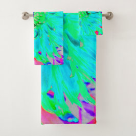 抽象芸術アクアデコレーションダリアフラワー バスタオルセット