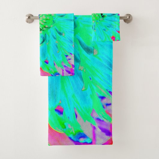 抽象芸術アクアデコレーションダリアフラワー バスタオルセット (インサイチュ)
