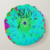 抽象芸術アクアデコレーションダリアフラワー ラウンドクッション (裏面)