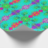 抽象芸術アクアデコレーションダリアフラワー ラッピングペーパー (角)
