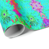 抽象芸術アクアデコレーションダリアフラワー ラッピングペーパー (ロールコーナー)