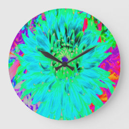 抽象芸術アクアデコレーションダリアフラワー ラージ壁時計