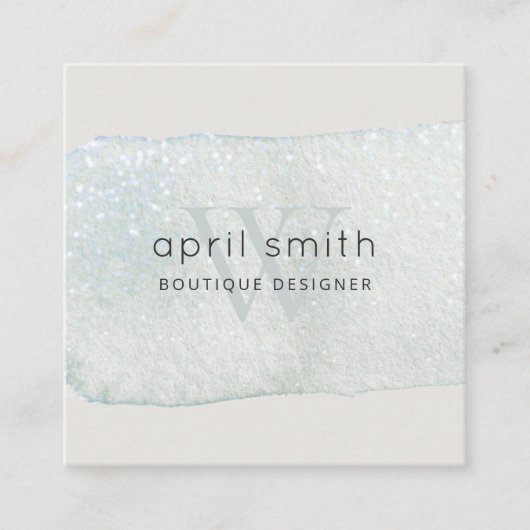 抽象芸術アクアブラシストークモノグラムレビュー要求 スクエア名刺 (正面)