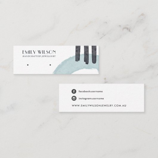 抽象芸術アクアブルースタッドイヤリング表示カード スキニー名刺 (正面/裏面)