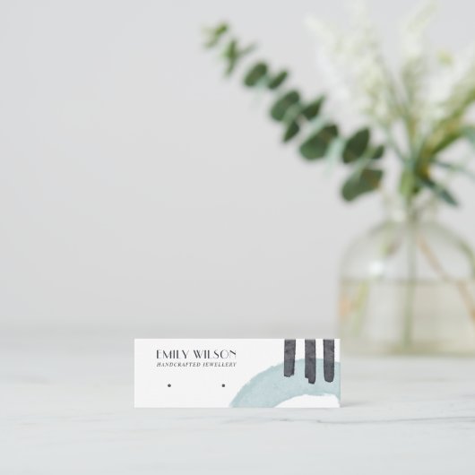 抽象芸術アクアブルースタッドイヤリング表示カード スキニー名刺 (スタンド正面)