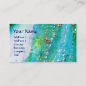 抽象芸術アクアブルーティール（緑がかった色）金ゴールドきらめき赤色ワックスシール 名刺 (正面)