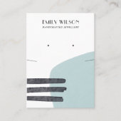 抽象芸術アクアブルーネックレスイヤリング表示カード 名刺 (正面)