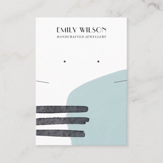 抽象芸術アクアブルーネックレスイヤリング表示カード 名刺 (正面)