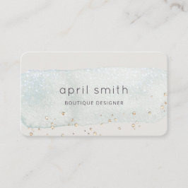 抽象芸術アクアブルーブラシストークウォーターグリッター 名刺