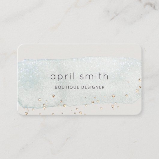 抽象芸術アクアブルーブラシストークウォーターグリッター 名刺 (正面)