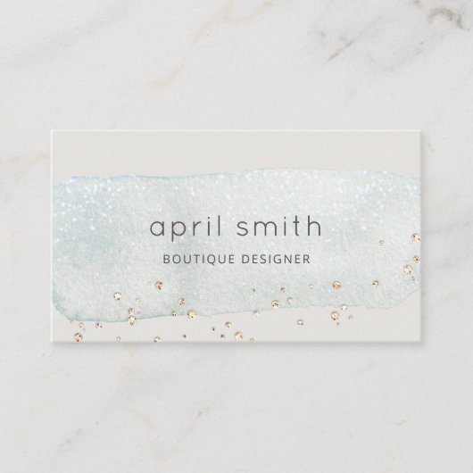 抽象芸術アクアブルーブラシストークウォーターグリッター 名刺 (正面)