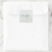 抽象芸術アクアブルーブラシストークモノグラムグリッター スクエアシール (バッグ)