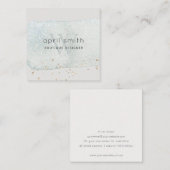 抽象芸術アクアブルーブラシストークモノグラムグリッター スクエア名刺 (正面/裏面)