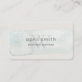 抽象芸術アクアブルーブラシストークモノグラムシャイニー 名刺