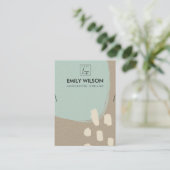 抽象芸術アクアブルーモダンクラフトネックレスディスプレイ 名刺 (スタンド正面)