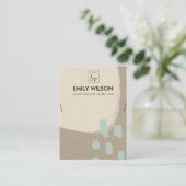 抽象芸術アクアブルーモダンクラフトネックレスディスプレイ 名刺 (スタンド正面)