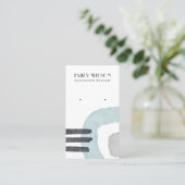 抽象芸術アクアブルーラインスタッドイヤリングディスプレイカード 名刺 (スタンド正面)