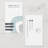 抽象芸術アクアブルーラインスタッドイヤリングディスプレイカード 名刺 (正面/裏面)