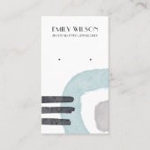 抽象芸術アクアブルーラインスタッドイヤリングディスプレイカード 名刺 (正面)