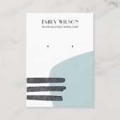 抽象芸術アクアブルー形スタッドイヤリング表示カード 名刺 (正面)