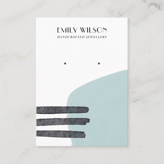 抽象芸術アクアブルー形スタッドイヤリング表示カード 名刺 (正面)