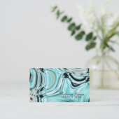 抽象芸術アクアブルー水彩サロンスパ 名刺 (スタンド正面)