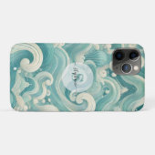 抽象芸術アクアブルー&ホワイトウェーブモダン- Fluid Art Case-Mate iPhoneケース (裏面(横))