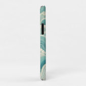 抽象芸術アクアブルー&ホワイトウェーブモダン- Fluid Art Case-Mate iPhoneケース (裏面/右)