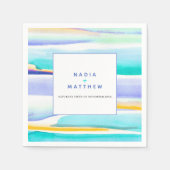 抽象芸術アクア熱帯結婚潮線イベント スタンダードカクテルナプキン (正面)