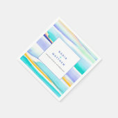 抽象芸術アクア熱帯結婚潮線イベント スタンダードカクテルナプキン (角)