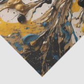 抽象芸術アクリルのスプラッシュ（青、黄、黒） 薄葉紙 (詳細)