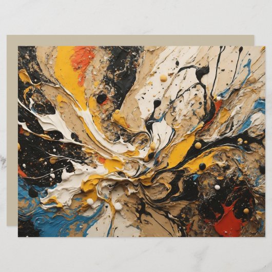 抽象芸術アクリルスプラッシュ背景スクラップブック紙 (正面/裏面)