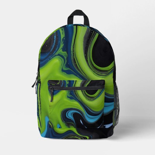 抽象芸術アクリル絵を描流動大理石パターン プリントバックパック (正面)