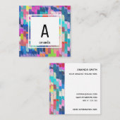 抽象芸術アク絵を描リルブラシストロークテンプレート スクエア名刺 (正面/裏面)