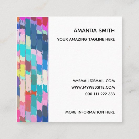 抽象芸術アク絵を描リルブラシストロークテンプレート スクエア名刺 (裏面)