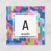 抽象芸術アク絵を描リルブラシストロークテンプレート スクエア名刺 (正面)