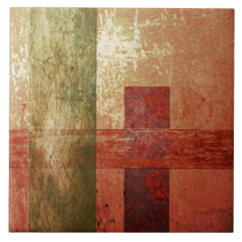 抽象芸術アグランジート幾何学赤オレンジグリーン タイル