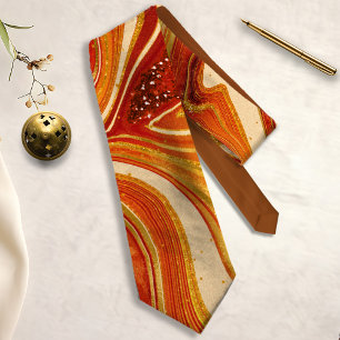 抽象芸術アゲートホットオレンジID827 ネクタイ
