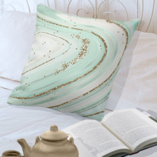 抽象芸術アゲートV2ミントID827 クッション