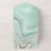 抽象芸術アゲ結婚ートのミントグリーンID827 オールインワン招待状 (外側)