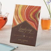 抽象芸術アゲ結婚ートの殺菌ホットオレンジID827 台座サイン (インサイチュ)