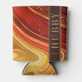 抽象芸術アゲ結婚ートハビーホットオレンジID827 缶クーラー (正面)