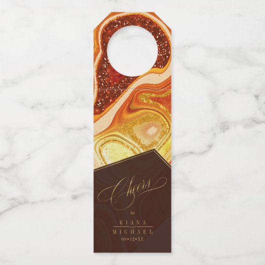 抽象芸術アゲ結婚ート応援ホットオレンジID827 ボトルネックタグ (正面)