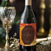 抽象芸術アゲ結婚ート応援ホットオレンジID827 ワインラベル