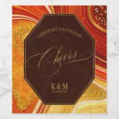 抽象芸術アゲ結婚ート応援ホットオレンジID827 ワインラベル (シングルラベル)