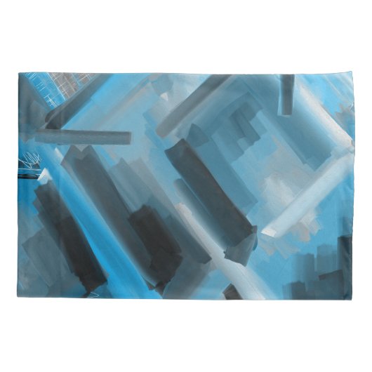 抽象芸術アコンテンポラリーートブルーシェード 枕カバー (裏面)