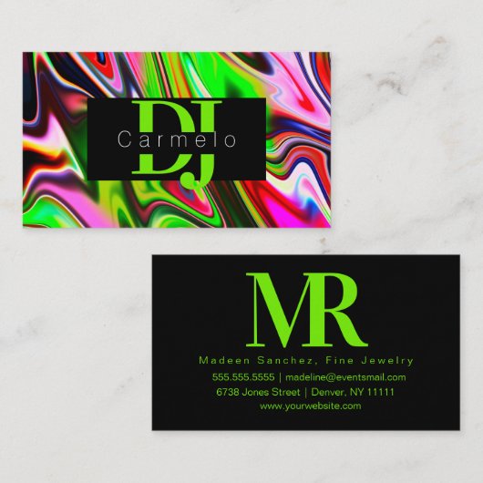 抽象芸術アシッドDJミュージックプロデューサー 名刺 (正面/裏面)
