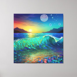 抽象芸術アズールシースケープ キャンバスプリント