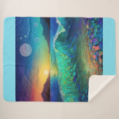 抽象芸術アズールシースケープ シェルパブランケット (正面(横))