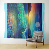 抽象芸術アズールシースケープ タペストリー (インサイチュ(横))